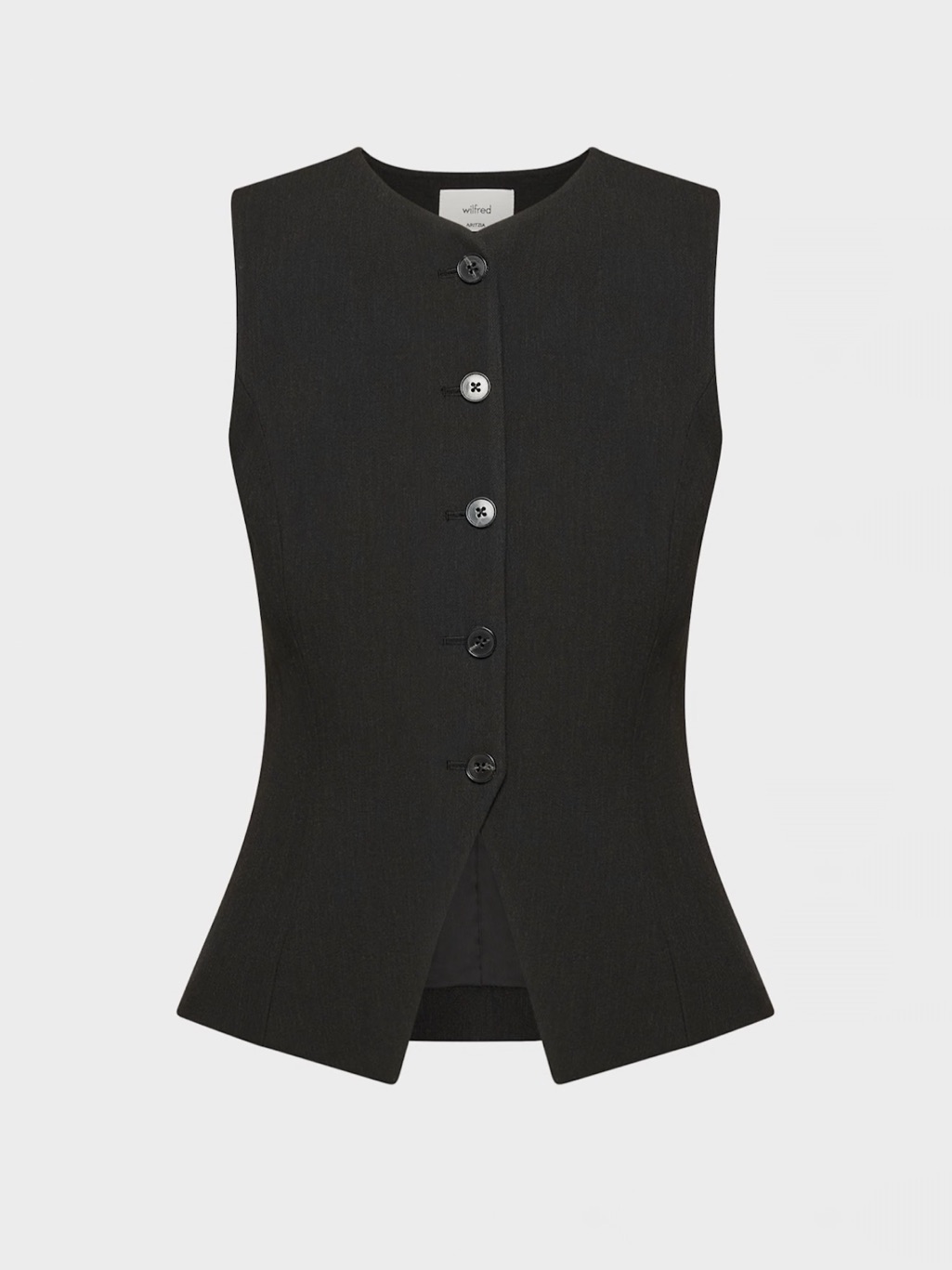 Wilfred Black Fitted Button-Front Waistcoat